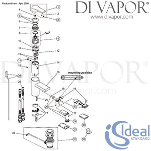 Ideal Standard Attitude Basin Mixer Tap Spare Parts - IDL DV 165